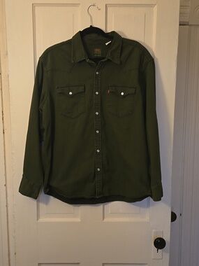 Levi's Olive Green Snap-Front Western Shirt